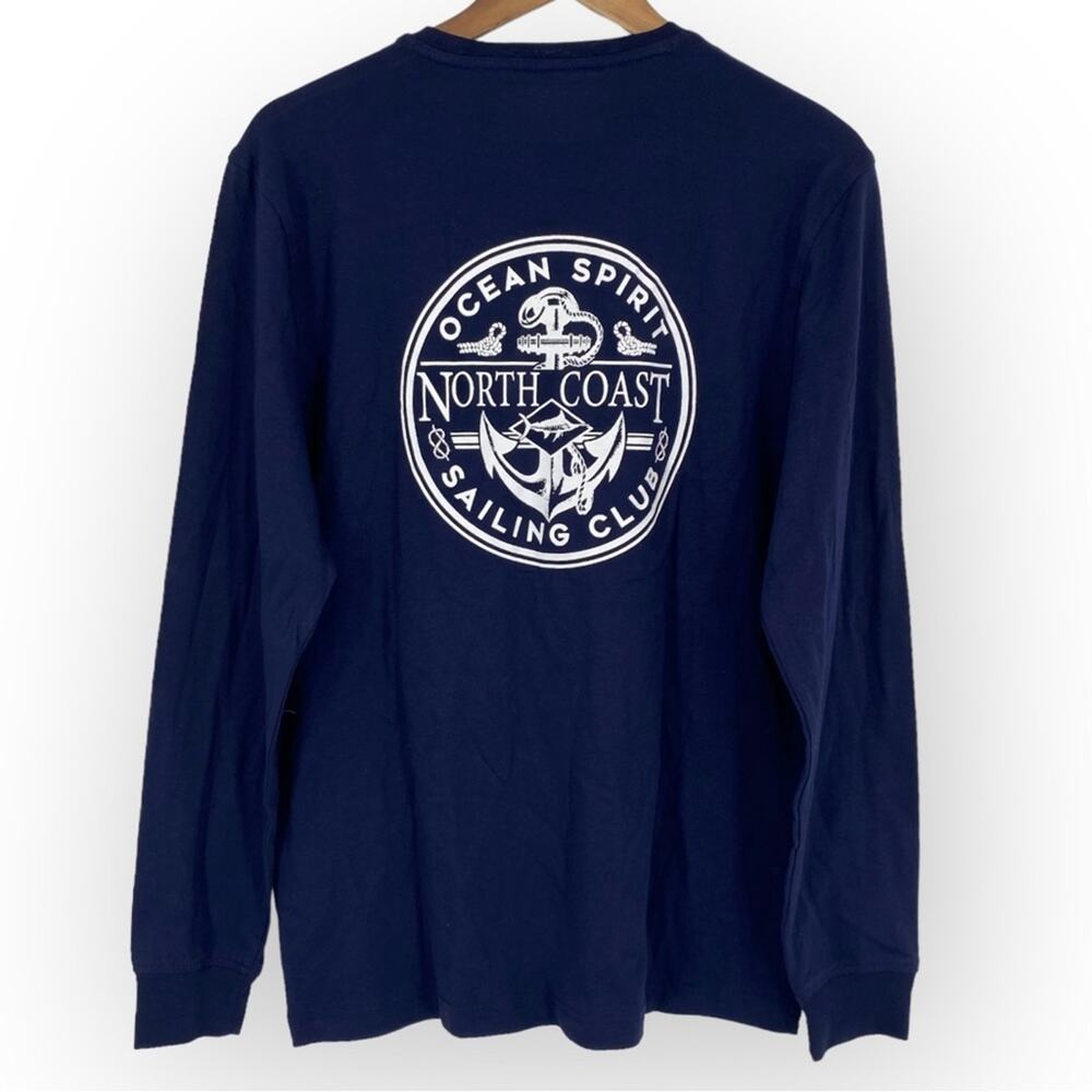 CLUB ROOM NWT Men's Graphic Long Sleeve T Shirt Navy Blue Size Medium Casual